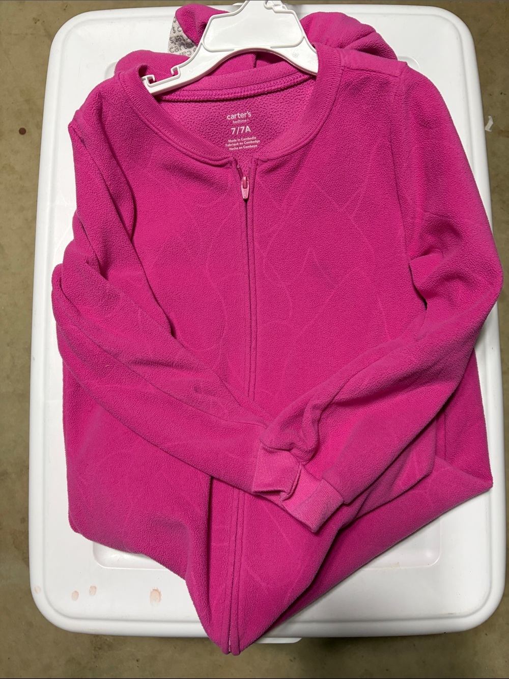 Carter's Bright Pink Girls' Zip-Front Fleece sleeper